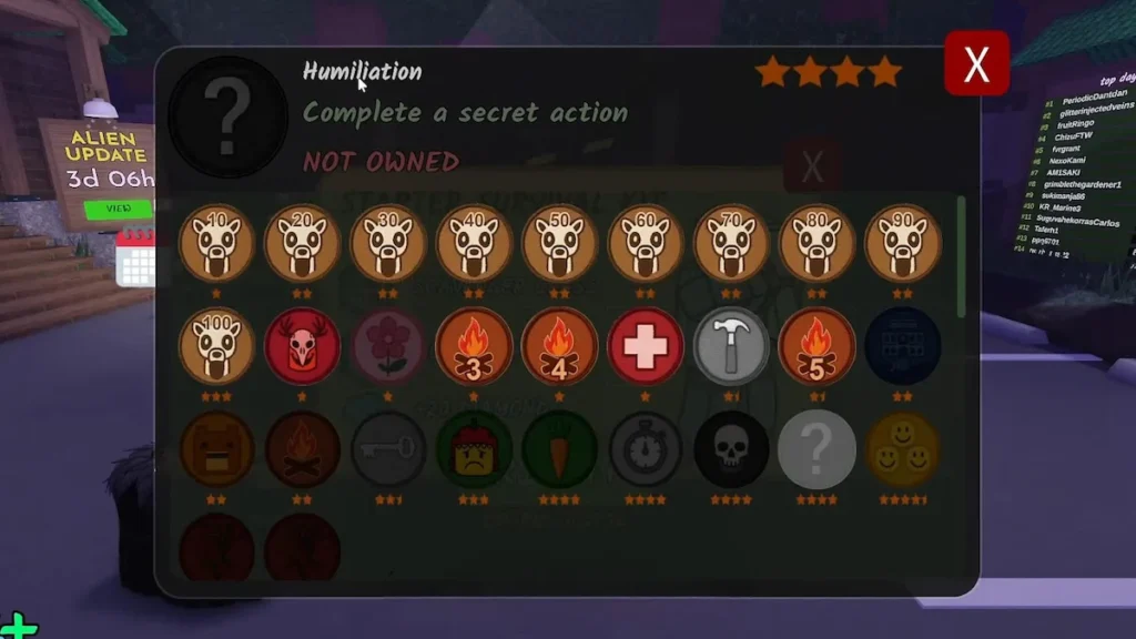 Secret Humiliation Badge in 99 Nights in the Forest