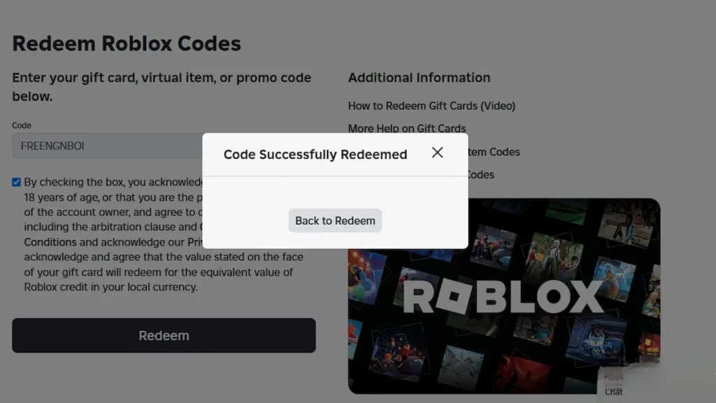 Code Redeemed Successful