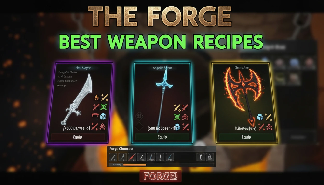 Roblox The Forge Best Weapon Recipes