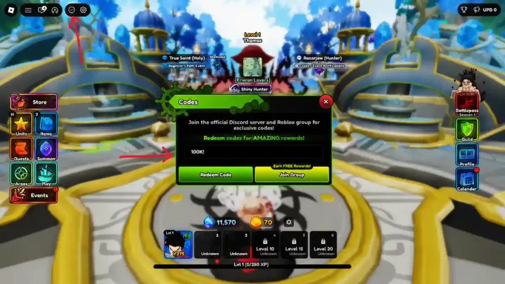 How to Redeem Codes in Anime Expeditions