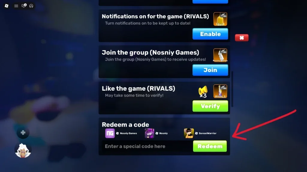 Redeem Codes in Rivals