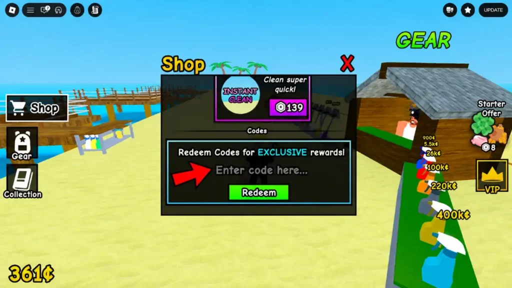 How to redeem codes in Dig and Clean